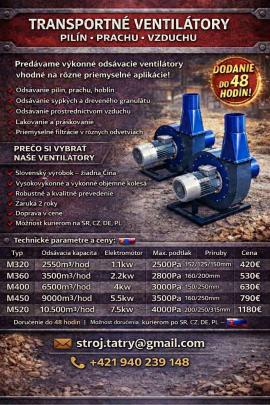Всмоктувальне обладнання Transportné ventilátory  |  Сушки, вентиляція | Деревообробні механізми | Juraj polovka šneky výroba 